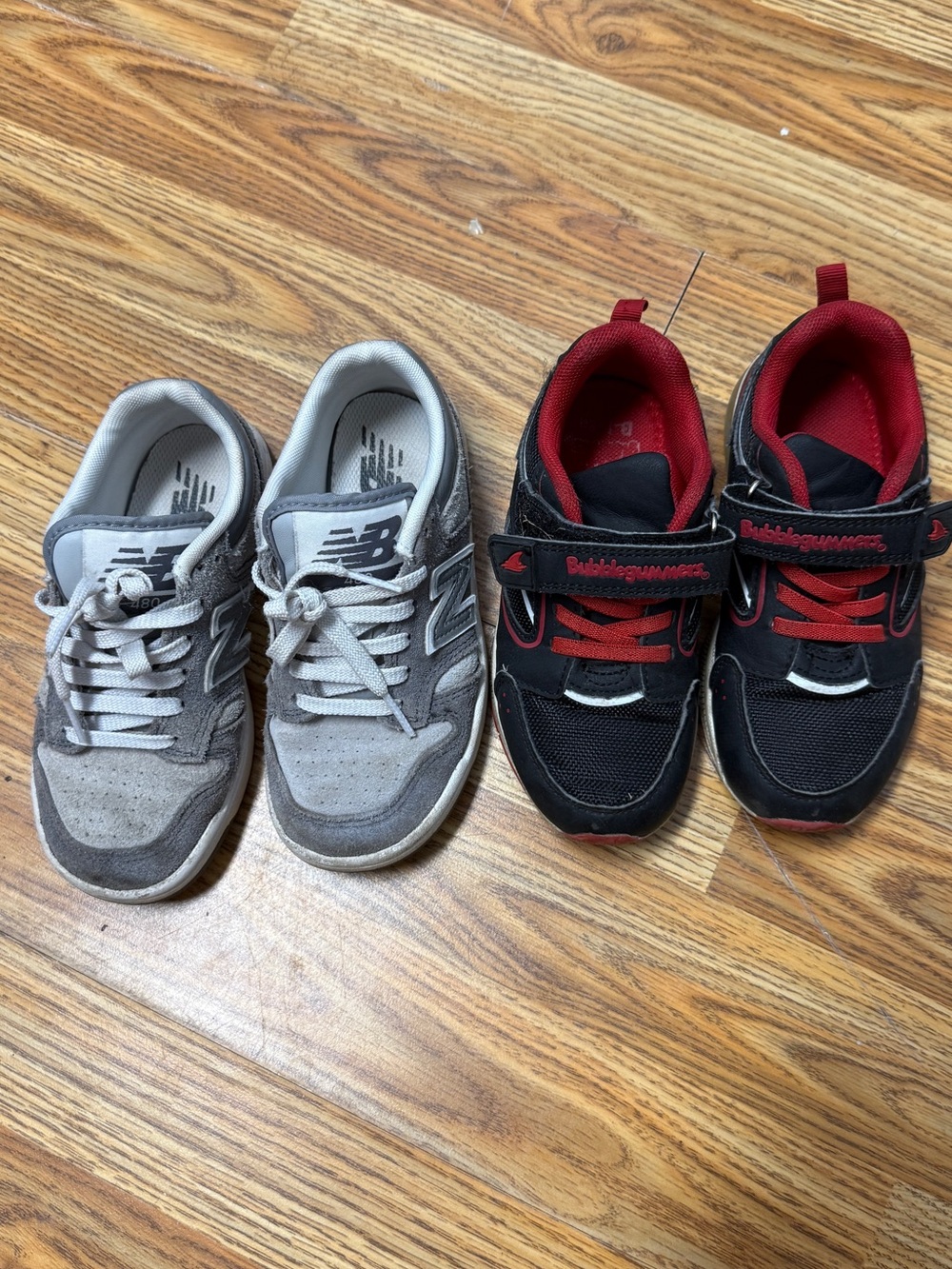 New Balance Kids Gray Suede and Mesh Sneakers